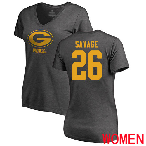 Green Bay Packers Ash Women #26 Savage Darnell One Color Nike NFL T Shirt